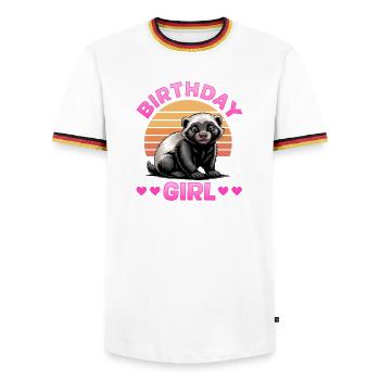 Funny Honey Badger - Männer Kontrast-T-Shirt - Weiß/Dreifarbig - Vorne - AI Model Female 172 light (172cm) & AI Model Male 185 light (185cm)