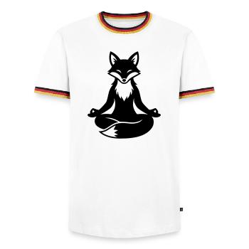Meditating Fox Zen - Men's Ringer Shirt - white/tricolour - Front - AI Model Female 172 light (172cm) & AI Model Male 185 light (185cm)