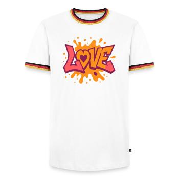 Amour - Cœur - Saint Valentin - Mariage - T-shirt contrasté Homme - blanc/tricolore - Devant - AI Model Female 172 light (172cm) & AI Model Male 185 light (185cm)