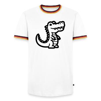 alligator - Men's Ringer Shirt - white/tricolour - Front - AI Model Female 172 light (172cm) & AI Model Male 185 light (185cm)