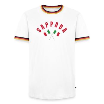 Sappada Italy  Flags  - Men's Ringer Shirt - white/tricolour - Front - AI Model Female 172 light (172cm) & AI Model Male 185 light (185cm)