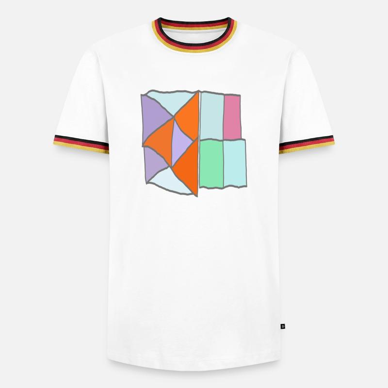 Geometrisches Patchwork-Mosaik - Männer Kontrast-T-Shirt - Weiß/Dreifarbig