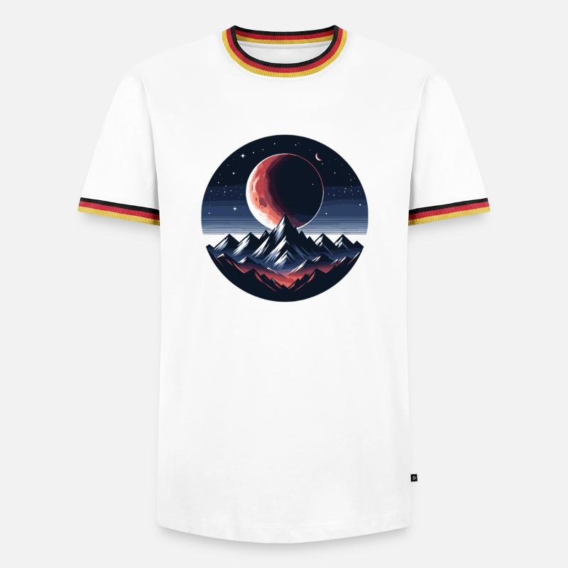 Moonlight over mountain range - Men's Ringer Shirt - white/tricolour