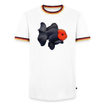 Grade Black Oranda with Red Head HQ Goldfish - Männer Kontrast-T-Shirt - Weiß/Dreifarbig - Vorne - AI Model Female 172 light (172cm) & AI Model Male 185 light (185cm)