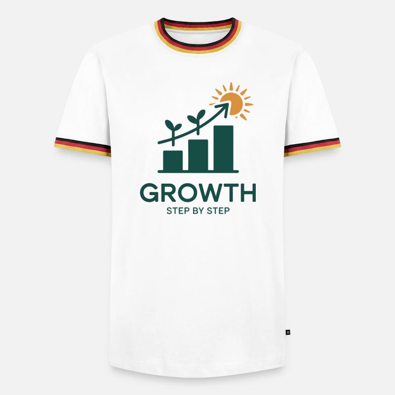 Growth Step by Step – Erfolg & Wachstum - Männer Kontrast-T-Shirt - Weiß/Dreifarbig