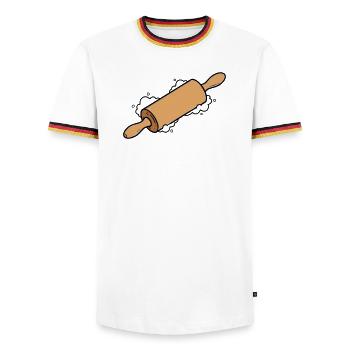 Rolling Pin Rolling Dough Roll Baking - Men's Ringer Shirt - white/tricolour - Front - AI Model Female 172 light (172cm) & AI Model Male 185 light (185cm)