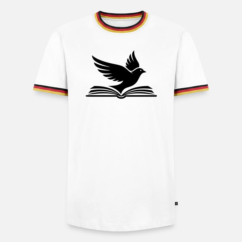  Buch Vogel Silhouette Schwarz - Männer Kontrast-T-Shirt - Weiß/Dreifarbig