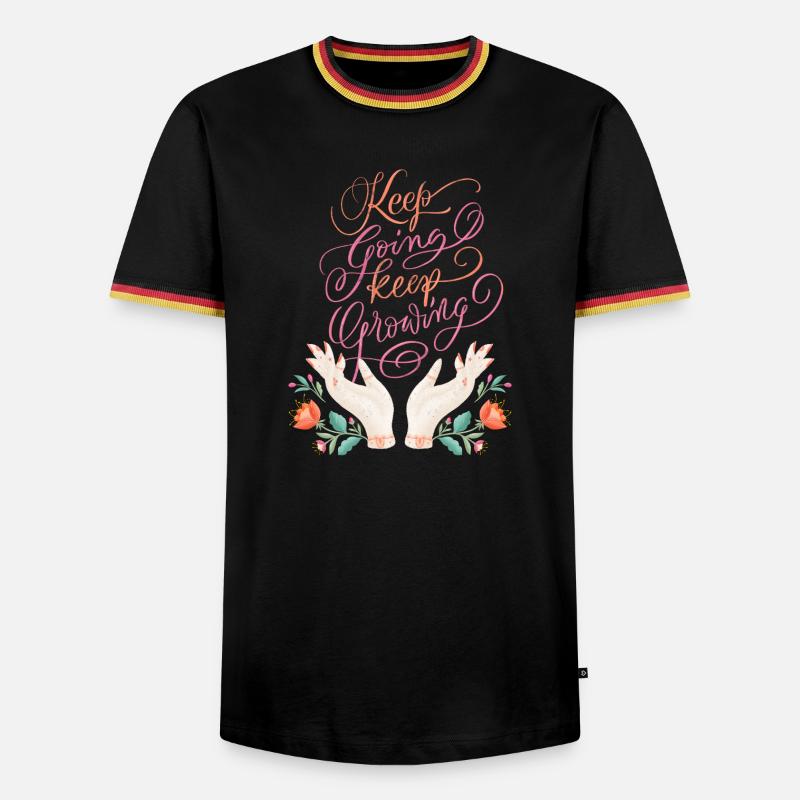 Keep Going. Keep Growing. - Männer Kontrast-T-Shirt - Schwarz/Dreifarbig