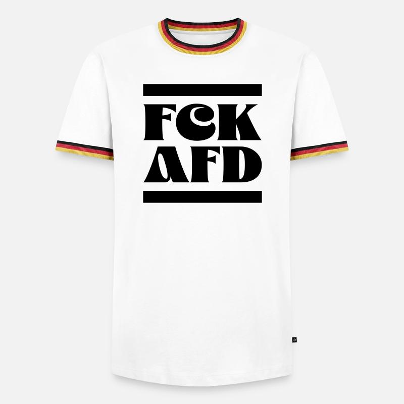Fck Afd - Männer Kontrast-T-Shirt - Weiß/Dreifarbig
