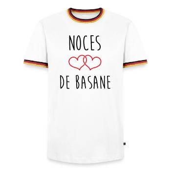 noces de basane 31 ans de mariage - T-shirt contrasté Homme - blanc/tricolore - Devant - AI Model Female 172 light (172cm) & AI Model Male 185 light (185cm)