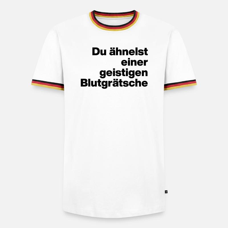 DU ÄHNELST EINER GEISTIGEN BLUTGRÄTSCHE. SARKASMUS - Männer Kontrast-T-Shirt - Weiß/Dreifarbig