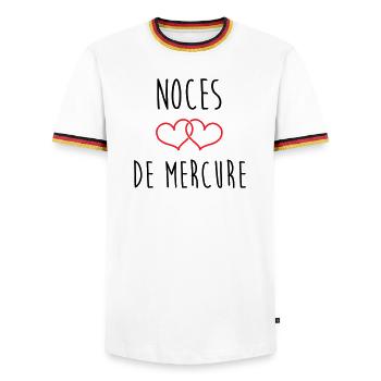 Mercury wedding anniversary, 38 years of marriage - Men's Ringer Shirt - white/tricolour - Front - AI Model Female 172 light (172cm) & AI Model Male 185 light (185cm)