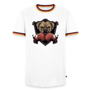 Dog Boxer MMA - T-shirt contrasté Homme - blanc/tricolore - Devant - AI Model Female 172 light (172cm) & AI Model Male 185 light (185cm)