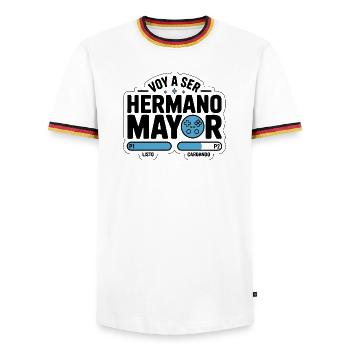 voy a ser hermano mayor - T-shirt contrasté Homme - blanc/tricolore - Devant - AI Model Female 172 light (172cm) & AI Model Male 185 light (185cm)
