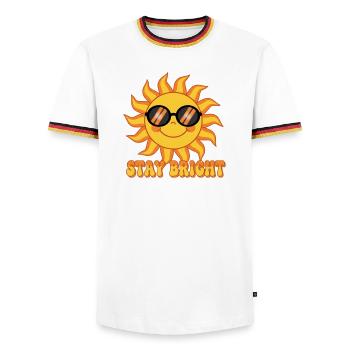 Bleib Bright Retro Groovy Smiling Sun Design - Männer Kontrast-T-Shirt - Weiß/Dreifarbig - Vorne - AI Model Female 172 light (172cm) & AI Model Male 185 light (185cm)