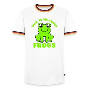 Parle-moi des grenouilles, amateur drôle de grenouilles - T-shirt contrasté Homme - blanc/tricolore - Devant - AI Model Female 172 light (172cm) & AI Model Male 185 light (185cm)