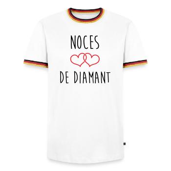 Wedding Anniversary - Diamond Wedding (60 years) - Men's Ringer Shirt - white/tricolour - Front - AI Model Female 172 light (172cm) & AI Model Male 185 light (185cm)