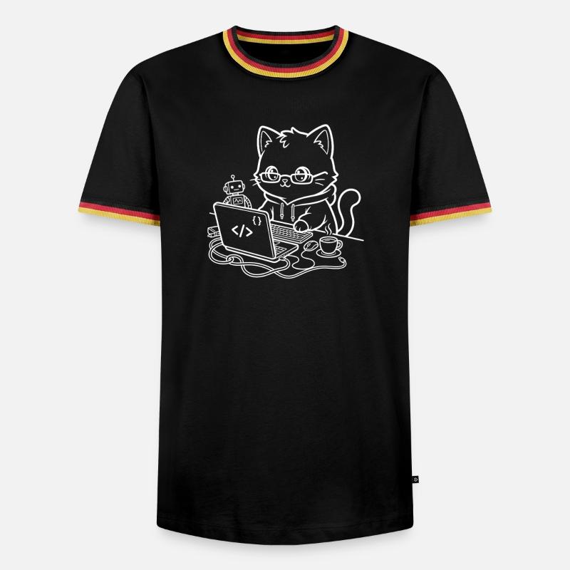 Coder Kawaii Katze Programmierer - Männer Kontrast-T-Shirt - Schwarz/Dreifarbig