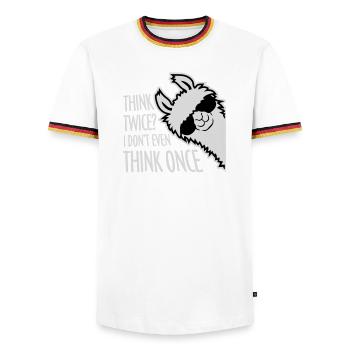 Think Twice? I Don't Even Think Once Lustig Spruch - Men's Ringer Shirt - white/tricolour - Front - AI Model Female 172 light (172cm) & AI Model Male 185 light (185cm)