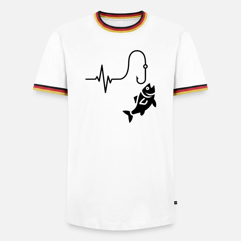 ECG Pulse Fish Silhouette - Men's Ringer Shirt - white/tricolour