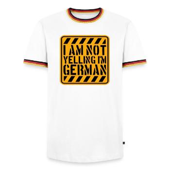 I Am Not Yelling I'm German Lustig Deutsch Spruch - Men's Ringer Shirt - white/tricolour - Front - AI Model Female 172 light (172cm) & AI Model Male 185 light (185cm)