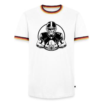 Silhouette de l’homme de football américain - T-shirt contrasté Homme - blanc/tricolore - Devant - AI Model Female 172 light (172cm) & AI Model Male 185 light (185cm)