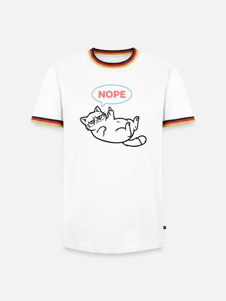 Katze Nope Sprechblase Farbig - Männer Kontrast-T-Shirt - Weiß/Dreifarbig
