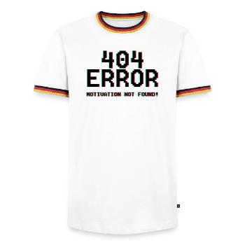 Not Found Glitch Neon 404 - Männer Kontrast-T-Shirt - Weiß/Dreifarbig - Vorne - AI Model Female 172 light (172cm) & AI Model Male 185 light (185cm)