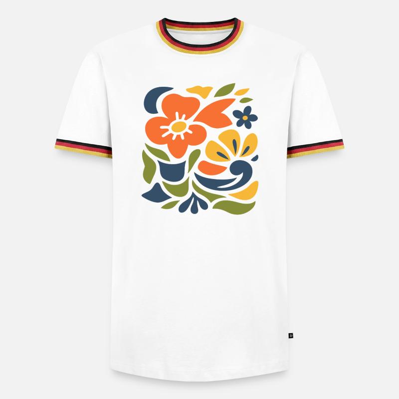 Abstract Floral Pattern Illustration - Men's Ringer Shirt - white/tricolour