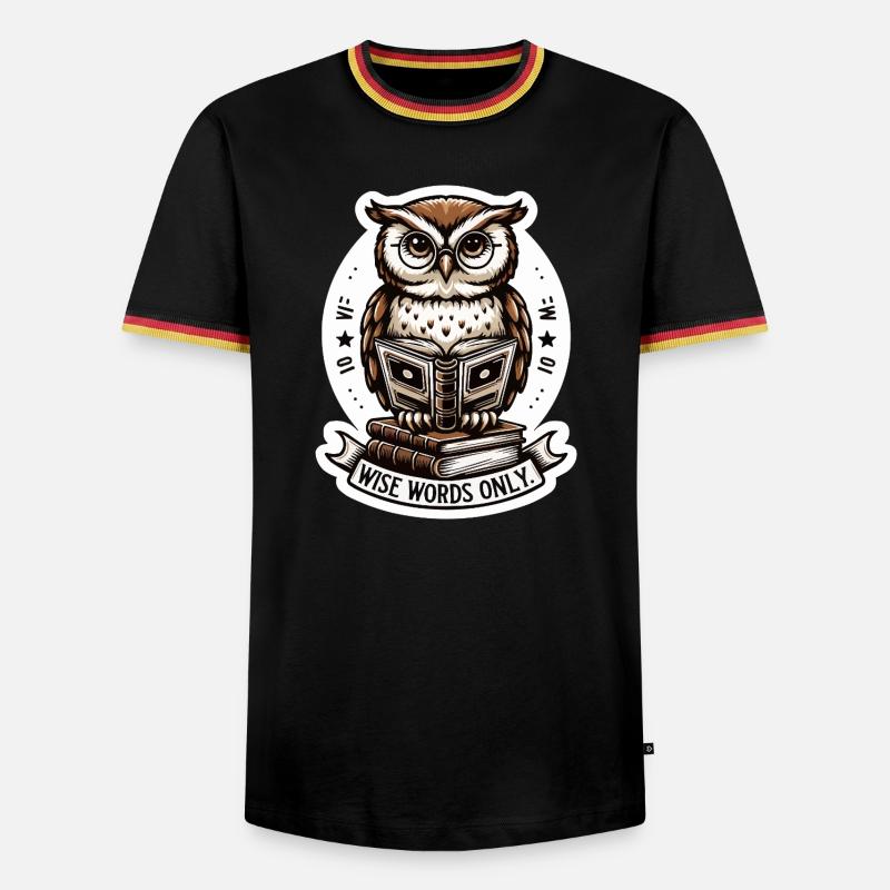 Weise Eule liest Buch - Männer Kontrast-T-Shirt - Schwarz/Dreifarbig