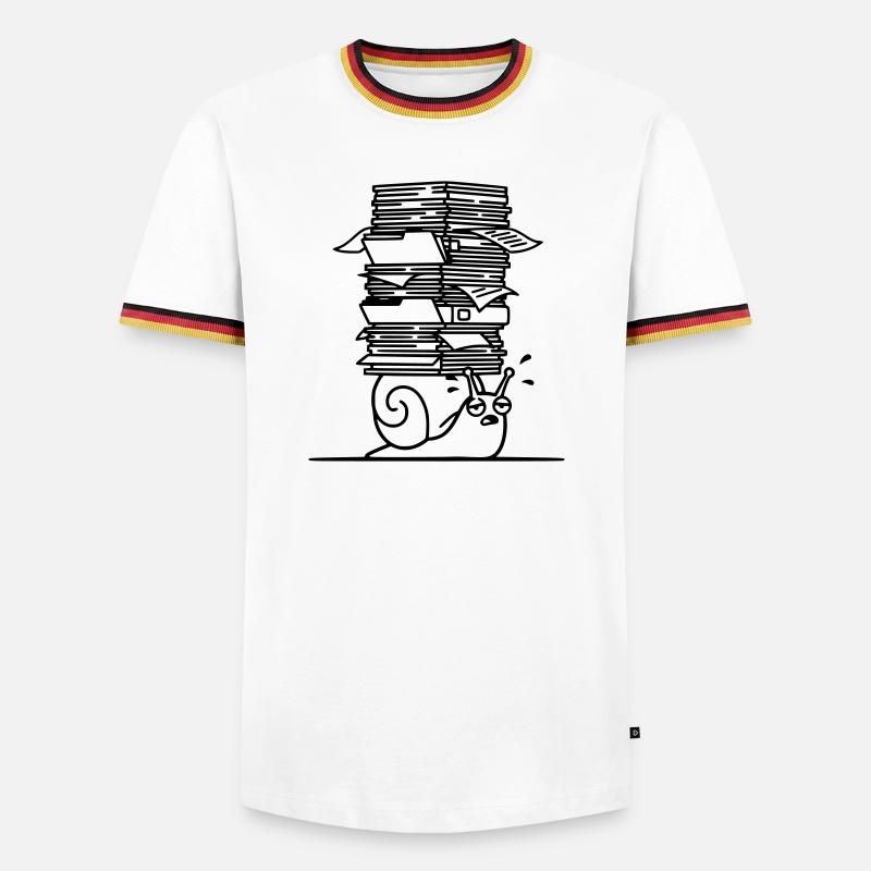 Snail Paper Stack Office Outline - Men's Ringer Shirt - white/tricolour