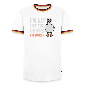 Middle Finger Seagull In Not Like The Others I'm Worse - Men's Ringer Shirt - white/tricolour - Front - AI Model Female 172 light (172cm) & AI Model Male 185 light (185cm)