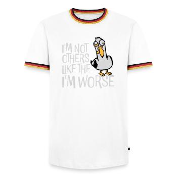 Crazy Seagull I'm Not Like The Others I'm Worse - Men's Ringer Shirt - white/tricolour - Front - AI Model Female 172 light (172cm) & AI Model Male 185 light (185cm)