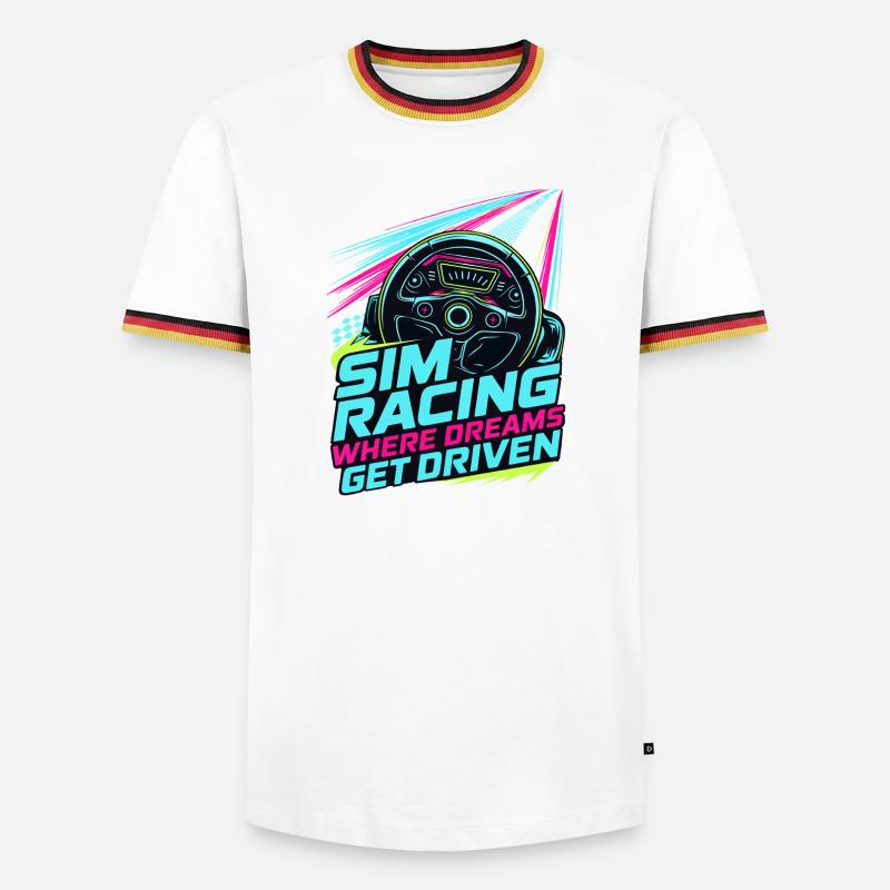Sim Racing Where Dreams Are Driven - Men's Ringer Shirt - white/tricolour