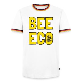 Bienen-Öko-Bienen-Gelber Pollen - Männer Kontrast-T-Shirt - Weiß/Dreifarbig - Vorne - AI Model Female 172 light (172cm) & AI Model Male 185 light (185cm)