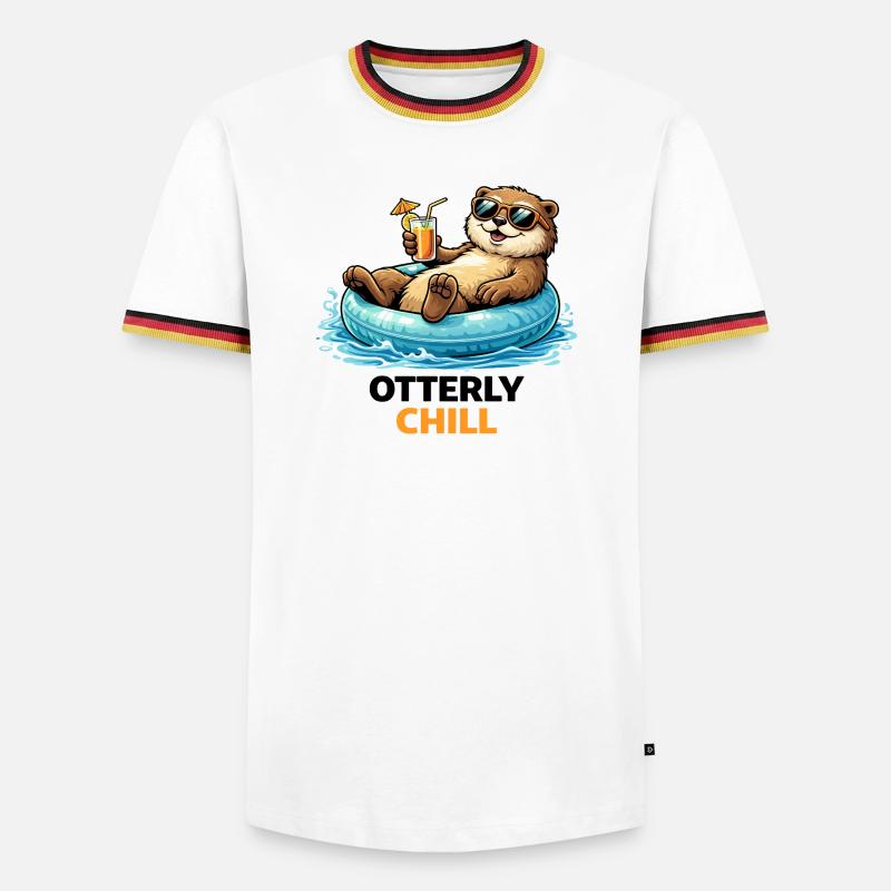Chill Bear on Inflatable Paradise - Men's Ringer Shirt - white/tricolour
