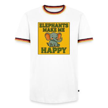 Elefanten machen mich glücklich – süßer Vintage-Elefant - Männer Kontrast-T-Shirt - Weiß/Dreifarbig - Vorne - AI Model Female 172 light (172cm) & AI Model Male 185 light (185cm)