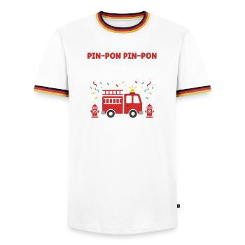 5 ans - T-shirt contrasté Homme - blanc/tricolore - Devant - AI Model Female 172 light (172cm) & AI Model Male 185 light (185cm)
