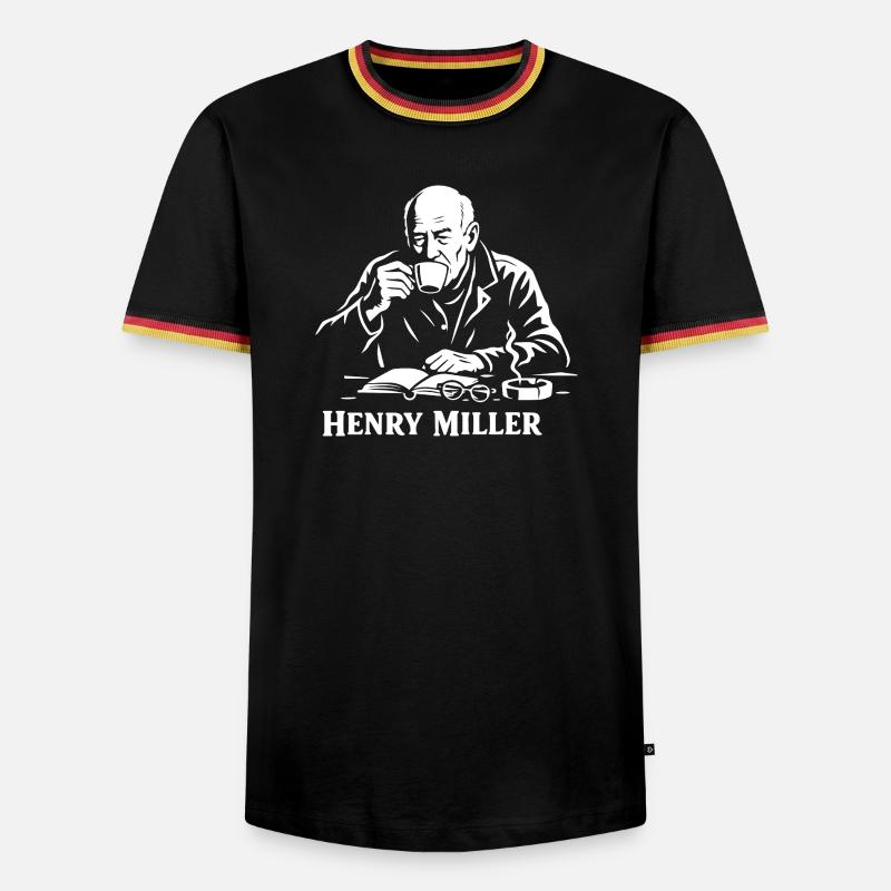 Henry Miller Café Reader - Men's Ringer Shirt - black/tricolour