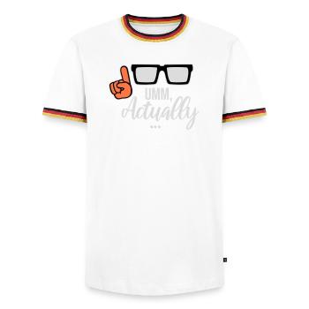 To Actually Funny Nerd Smartass Saying Logo - Men's Ringer Shirt - white/tricolour - Front - AI Model Female 172 light (172cm) & AI Model Male 185 light (185cm)