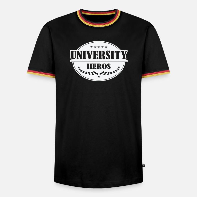 Unihelden Abzeichen - Männer Kontrast-T-Shirt - Schwarz/Dreifarbig