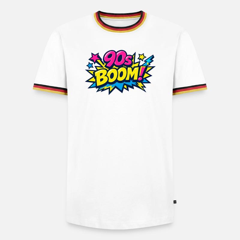 90er Boom Comic Explosion - Männer Kontrast-T-Shirt - Weiß/Dreifarbig
