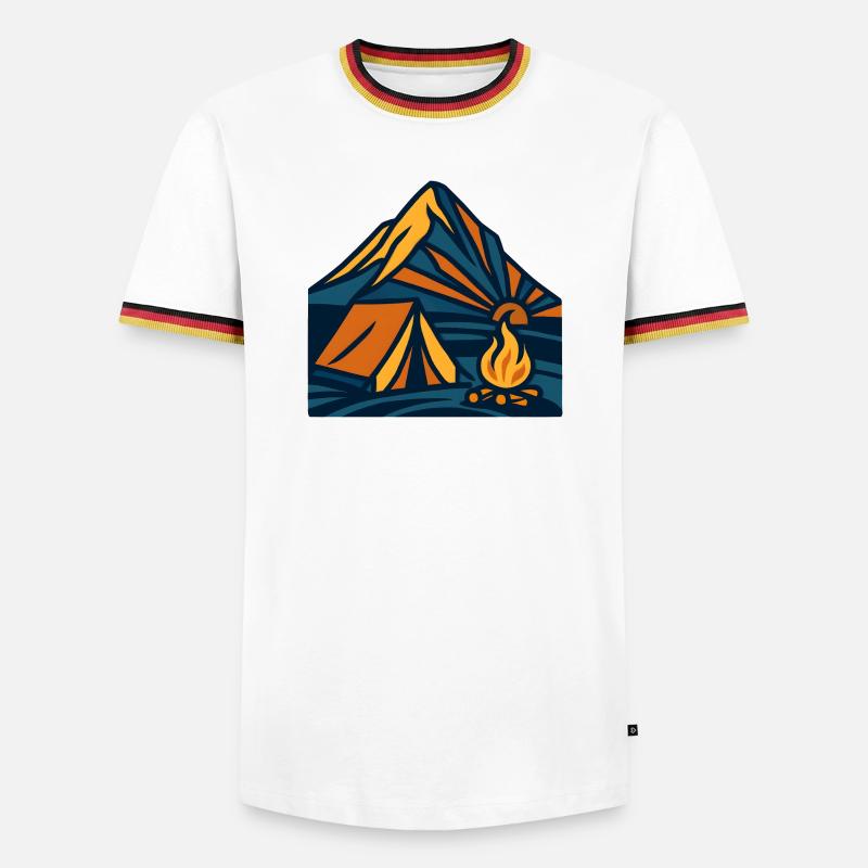 Mountain Tent Campfire Evening - Men's Ringer Shirt - white/tricolour