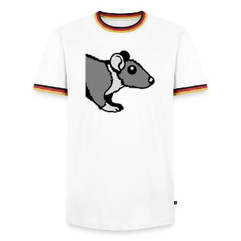 Ratte Vorderseite Halb Neugierig Lustig Nagetier - Männer Kontrast-T-Shirt - Weiß/Dreifarbig - Vorne - AI Model Female 172 light (172cm) & AI Model Male 185 light (185cm)