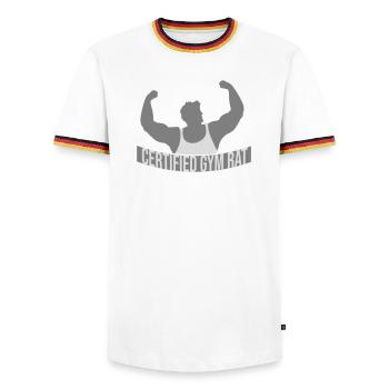 Diction drôle d’entraînement de fitness certifiée Gym Rat - T-shirt contrasté Homme - blanc/tricolore - Devant - AI Model Female 172 light (172cm) & AI Model Male 185 light (185cm)