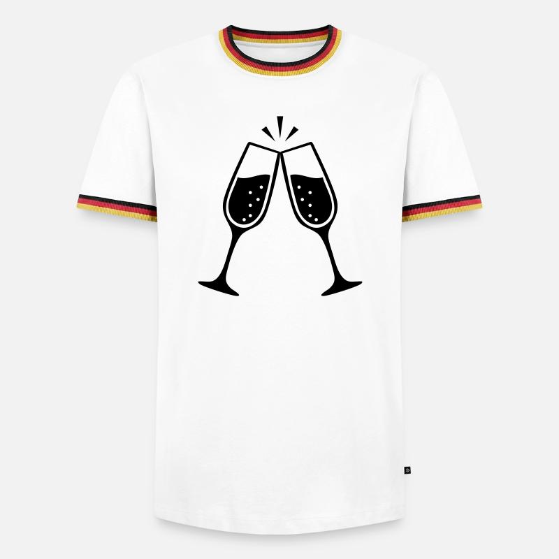 Clinking Glasses – Black & White Wedding - Men's Ringer Shirt - white/tricolour