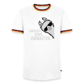 Llama Alpaca Sarcastic Side Character Sarcastic - Men's Ringer Shirt - white/tricolour - Front - AI Model Female 172 light (172cm) & AI Model Male 185 light (185cm)