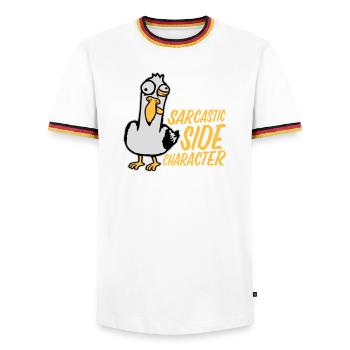Crazy Seagull Sarcastic Side Character Funny - Men's Ringer Shirt - white/tricolour - Front - AI Model Female 172 light (172cm) & AI Model Male 185 light (185cm)