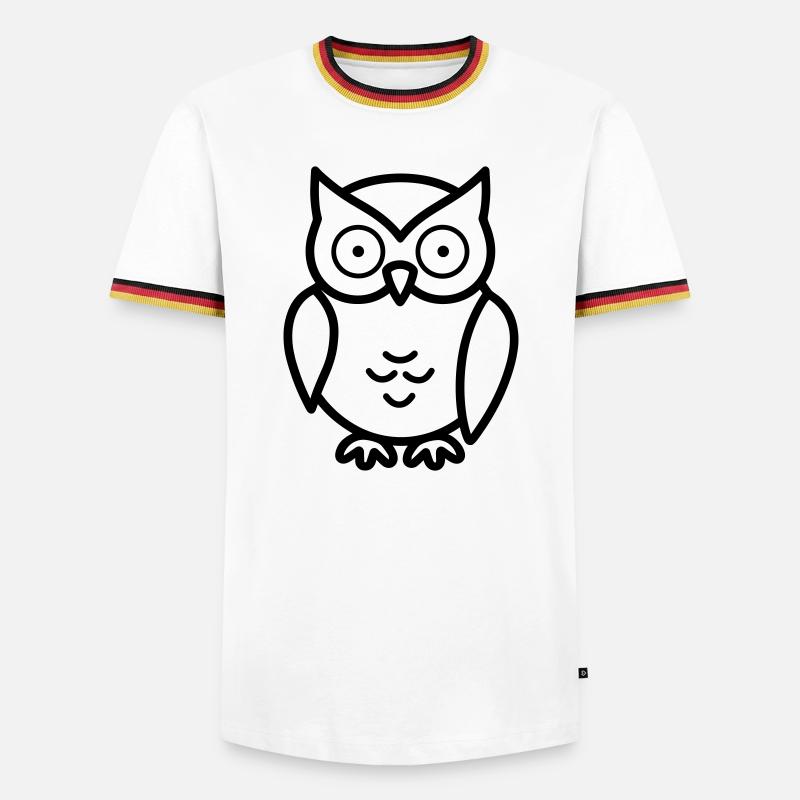Eule - Männer Kontrast-T-Shirt - Weiß/Dreifarbig