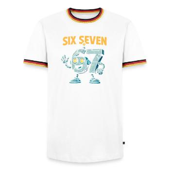 Six Seven 67 Robot Robot Brainrot italien Humour - T-shirt contrasté Homme - blanc/tricolore - Devant - AI Model Female 172 light (172cm) & AI Model Male 185 light (185cm)